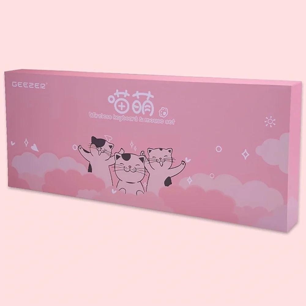 Pink Cat Ear Keyboard and Mouse Set